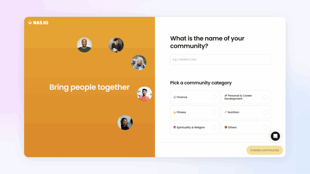 community page set up 