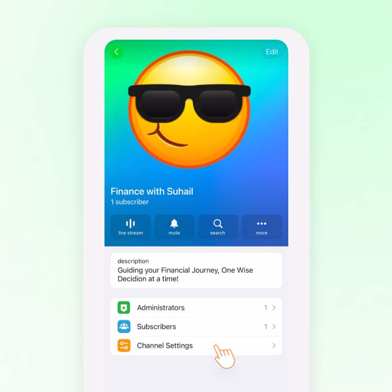 channel settings on telegram