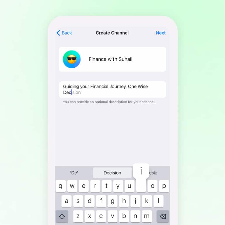 step to customize telegram channel