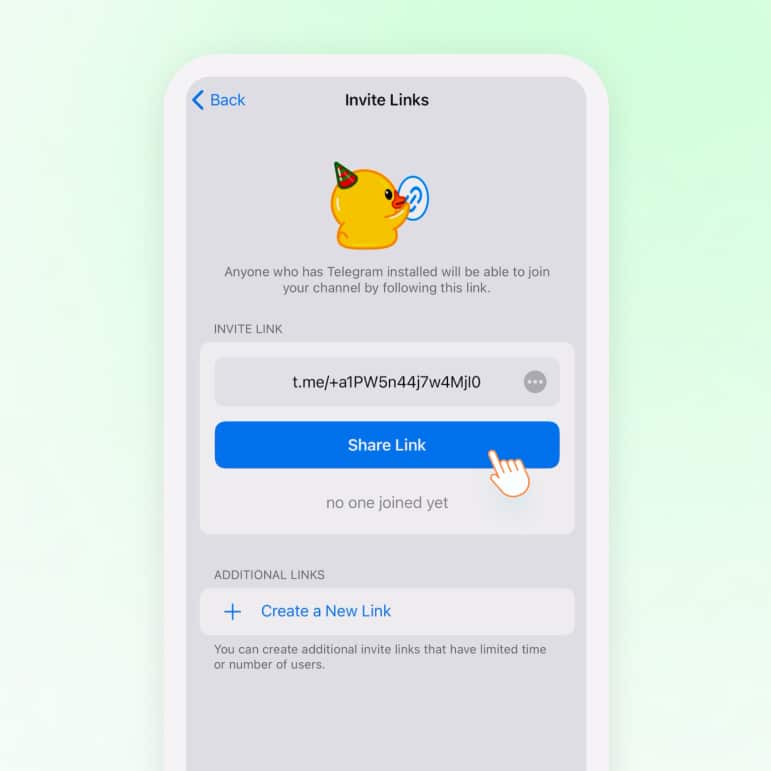 use default invite link on telegram