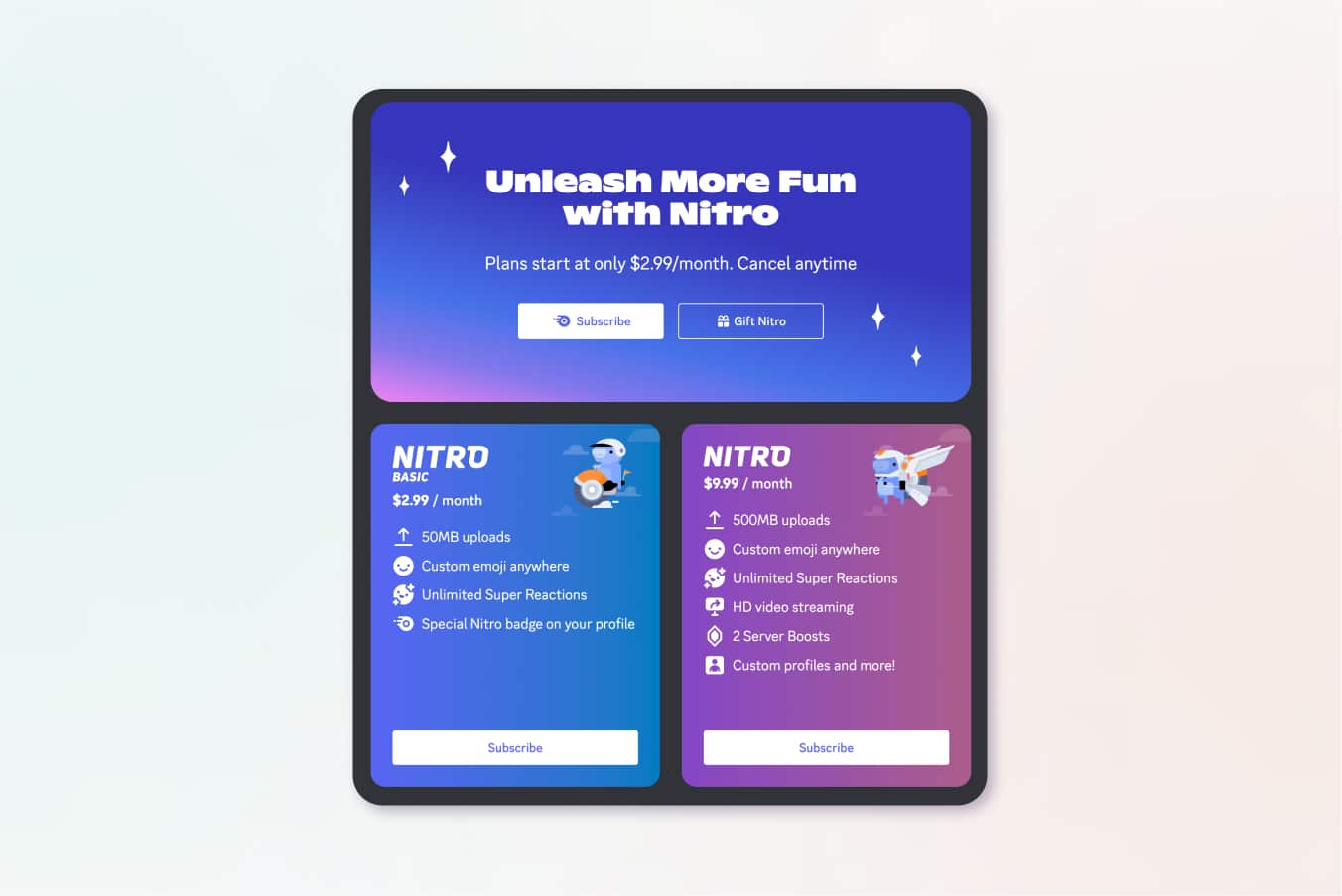 Discord Nitro plans