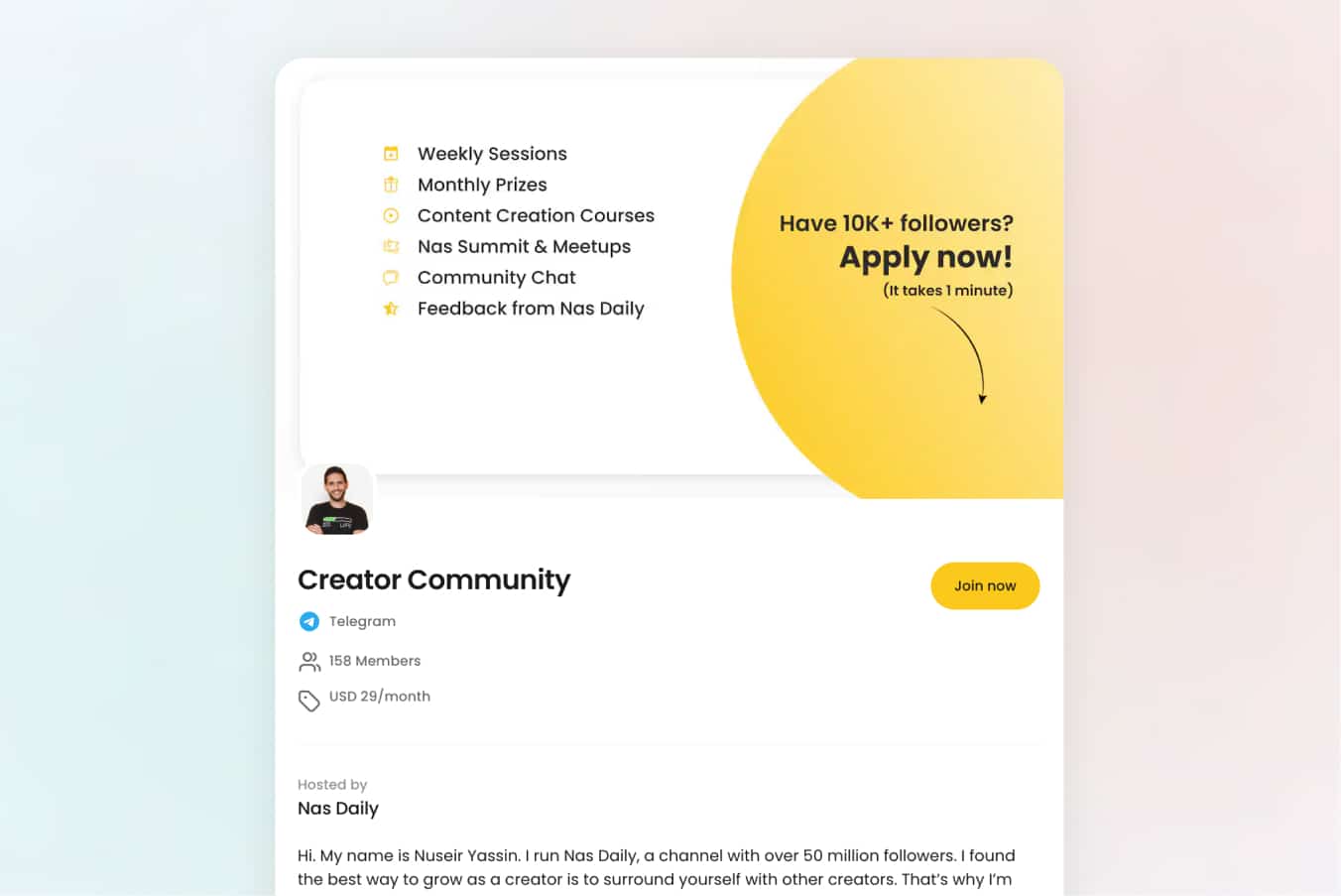 creator community on telegram