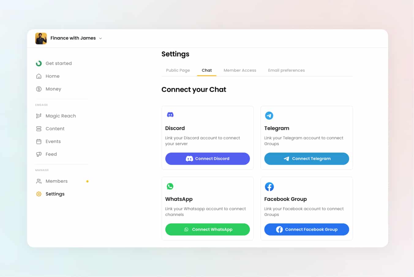 Chat apps integration on Nas.com