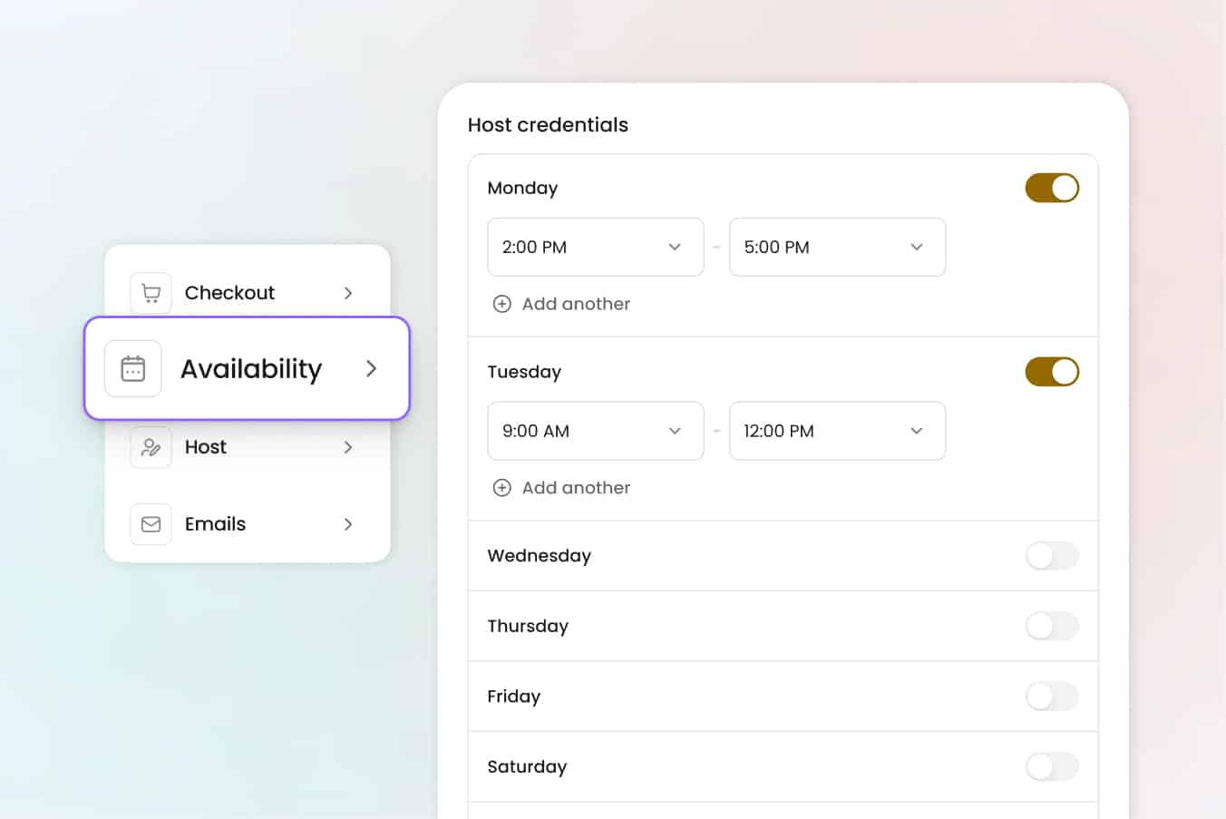 user interface screenshot available time