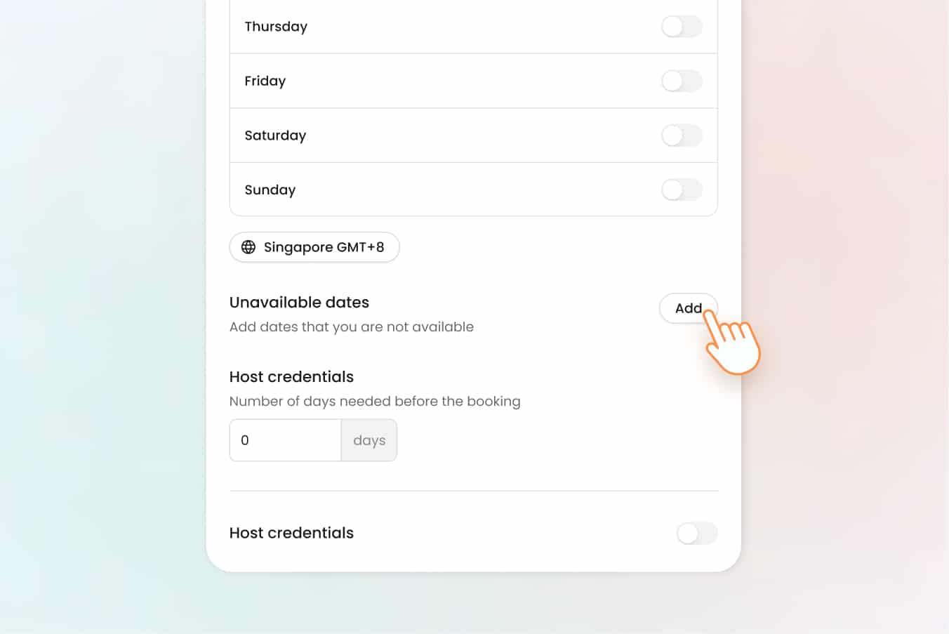 unavailable dates button