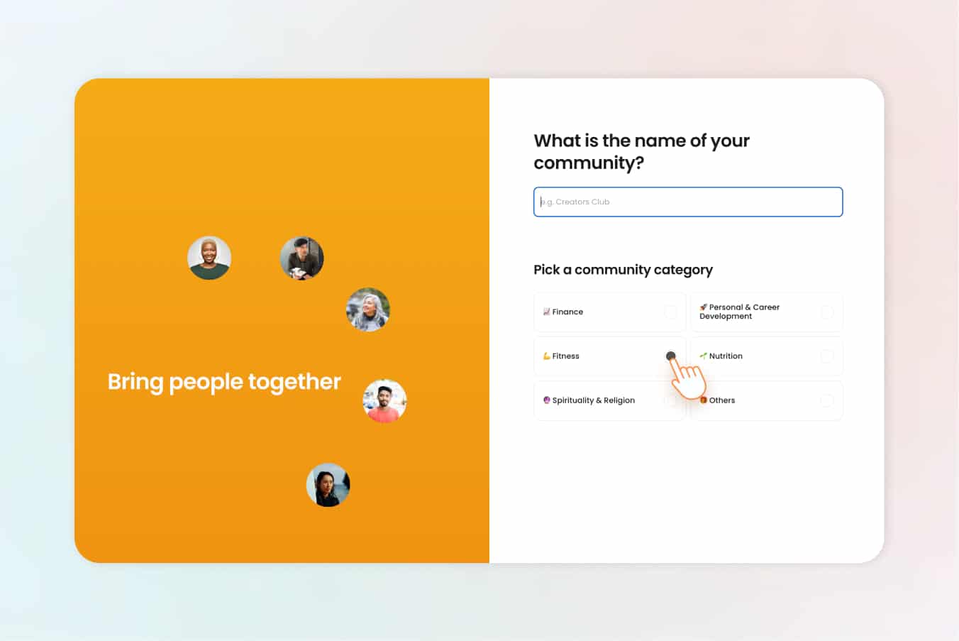 online community creation page