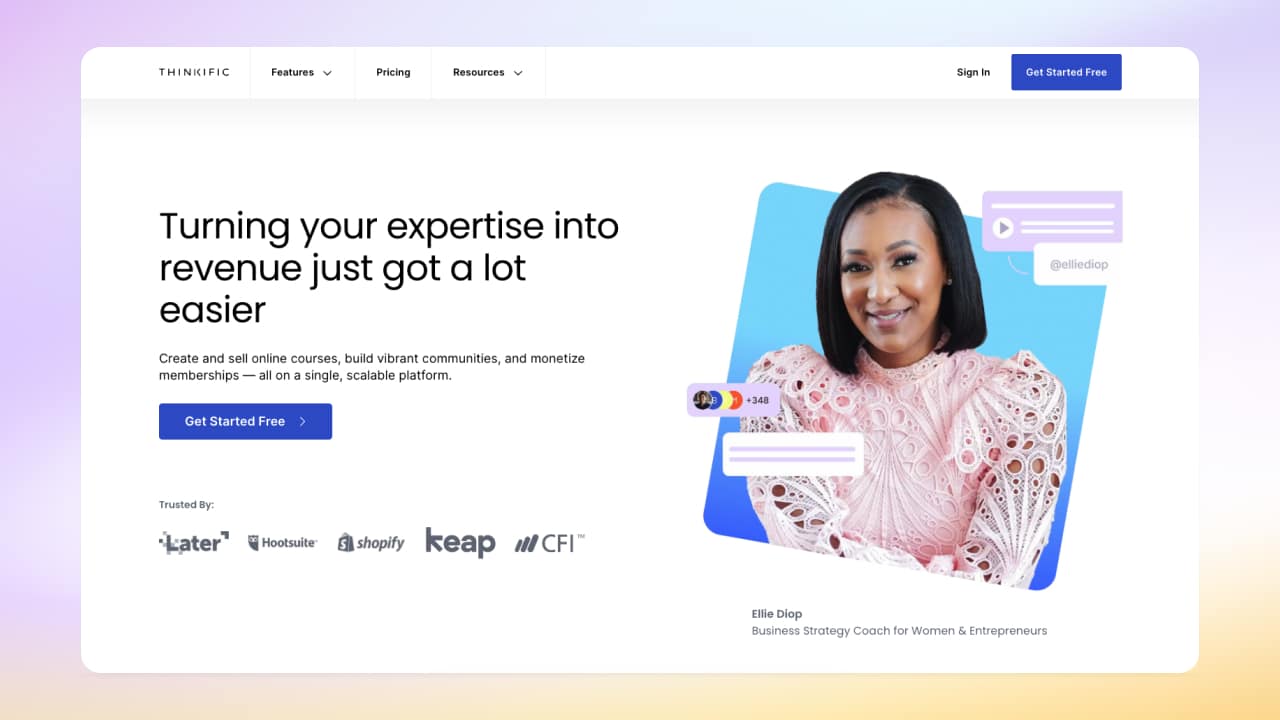thinkific online course platform screenshot