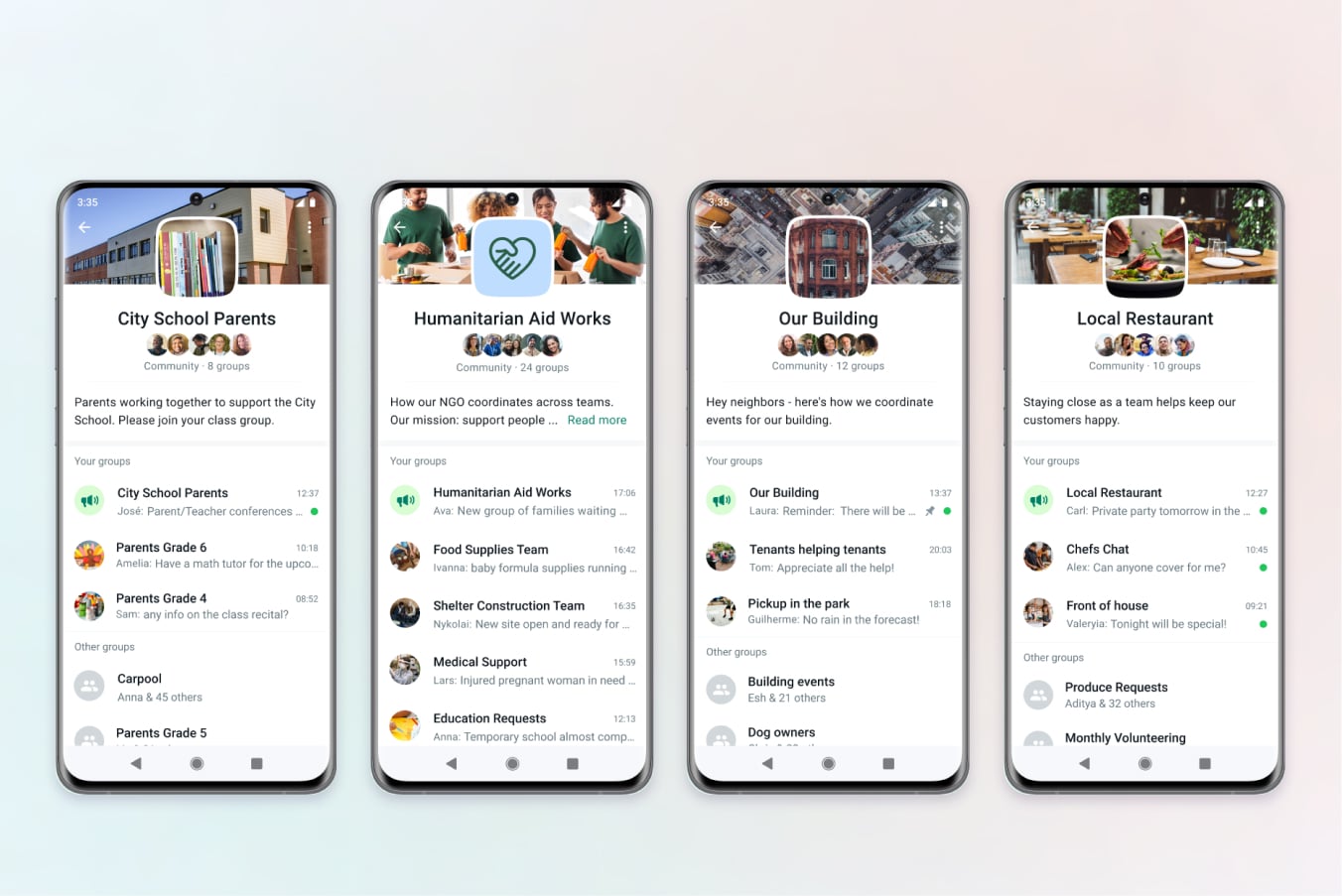 whatsapp community user interface on mobile view