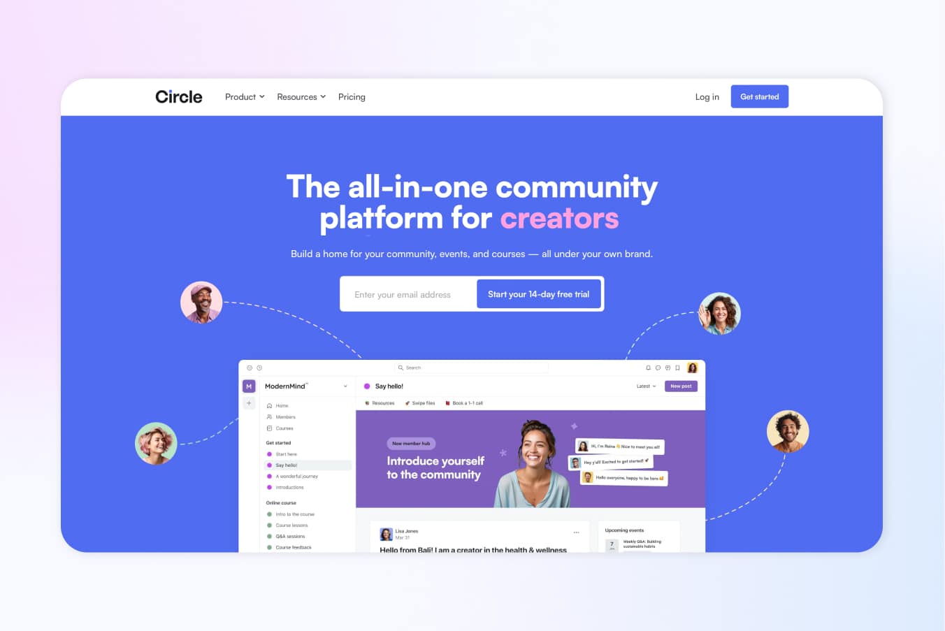 circle.so community landing page