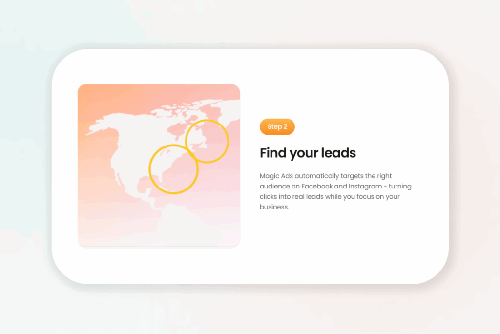 Nas.com lead targeting graphic – automatically finding leads on Facebook and Instagram.