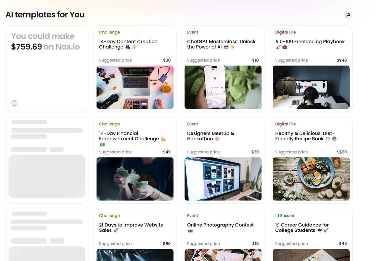 AI-generated product templates and pricing suggestions based on audience analysis