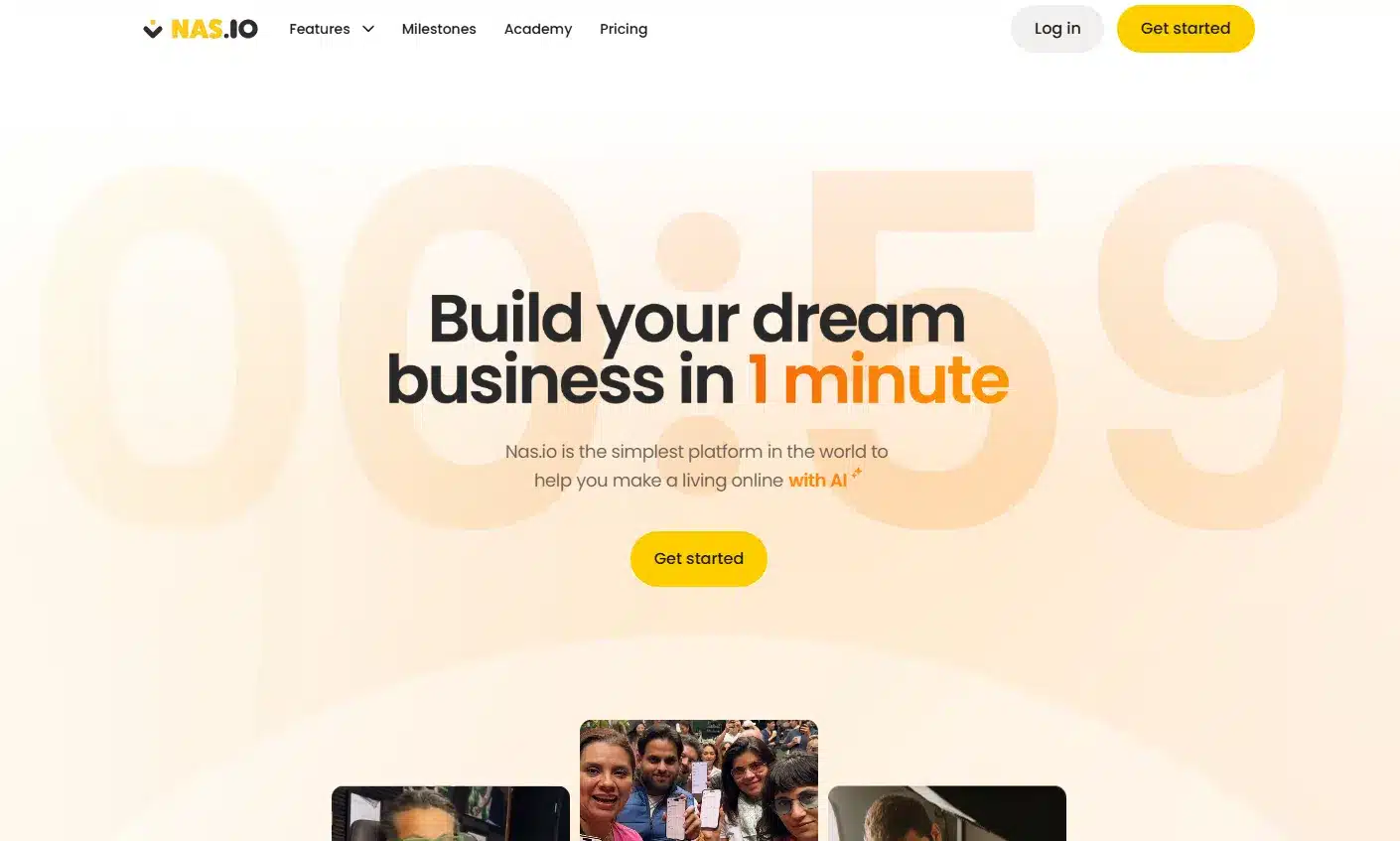 Nas.com screenshot showing digital products platform interface