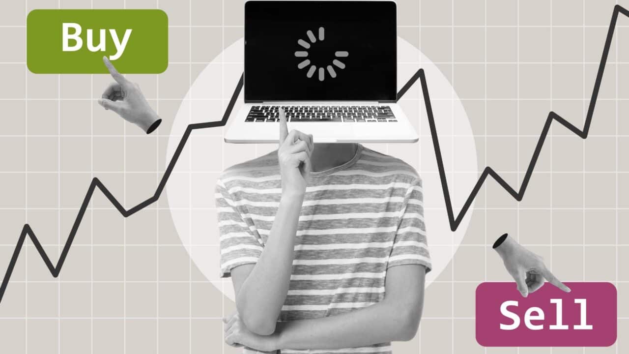 5_buy_sell_decision_laptop_head_concept