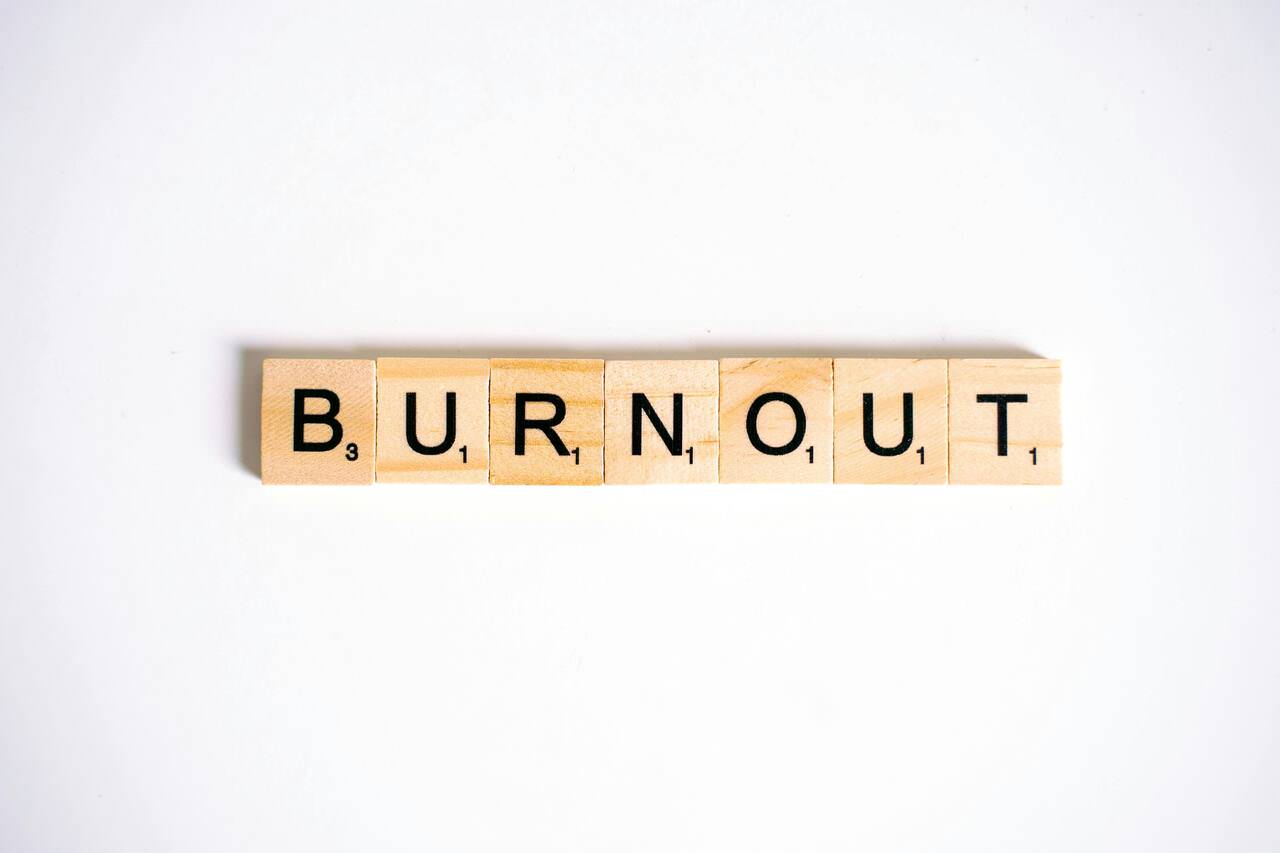 Scrabble tiles spelling burnout