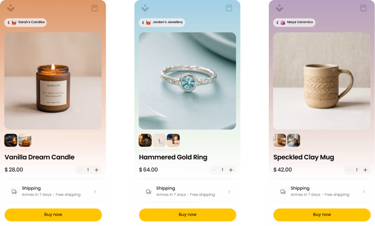 Three handmade stores built from a single photo on Nas.com