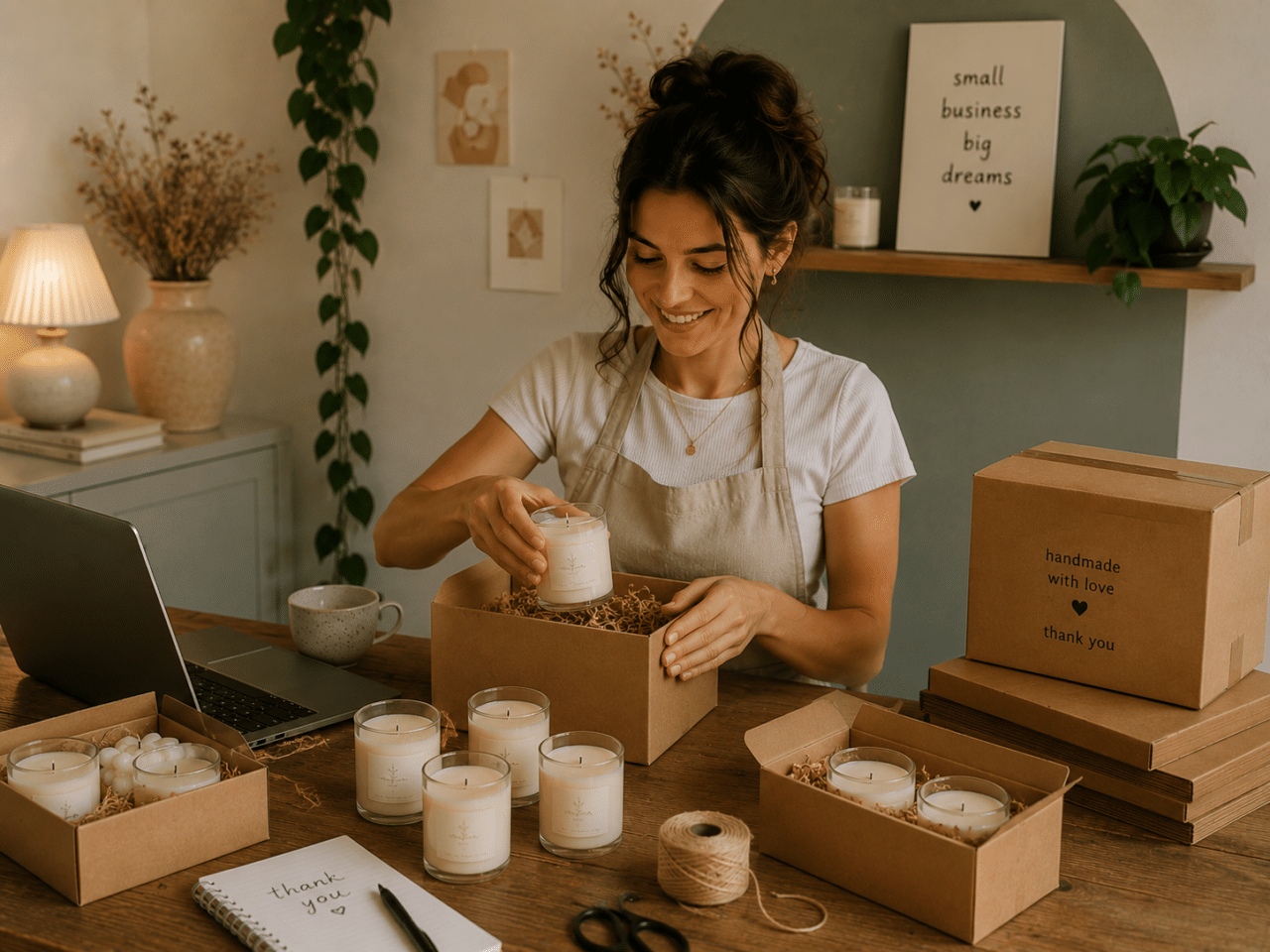 Shopify alternative with AI: candle business seller running ads and finding customers on Nas.com