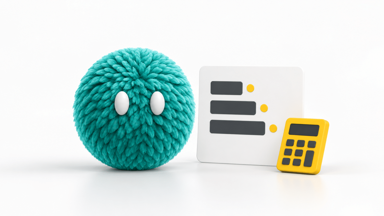Teal feathered Nas agent beside a budget planning chart and yellow calculator, illustrating marketing automation costs.